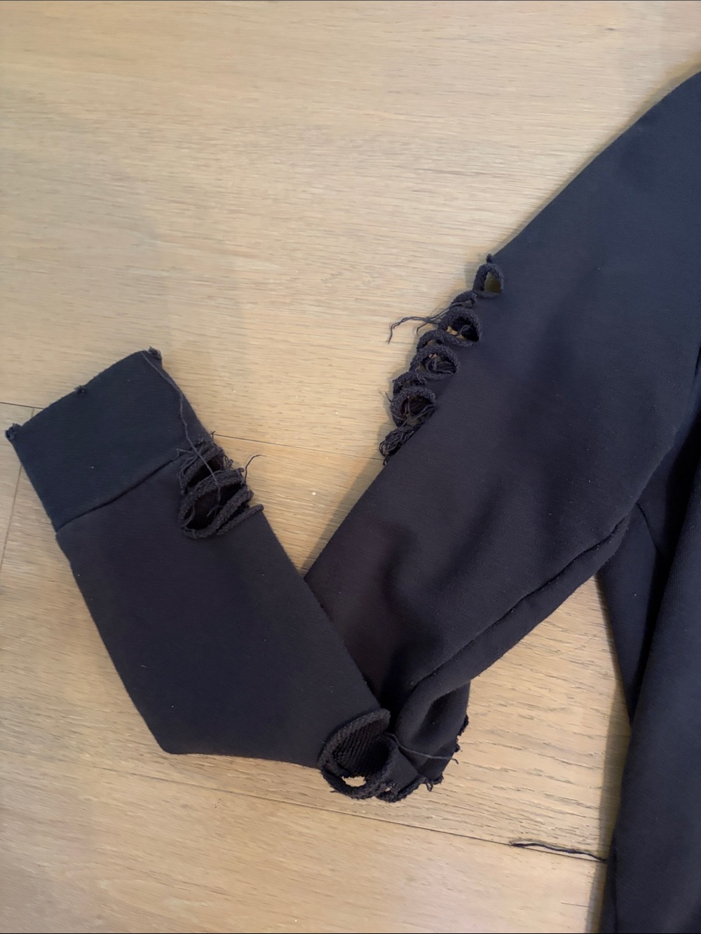 ALO Yoga Black Distressed Cowl Hoodie Sweater - Picture 5 of 7